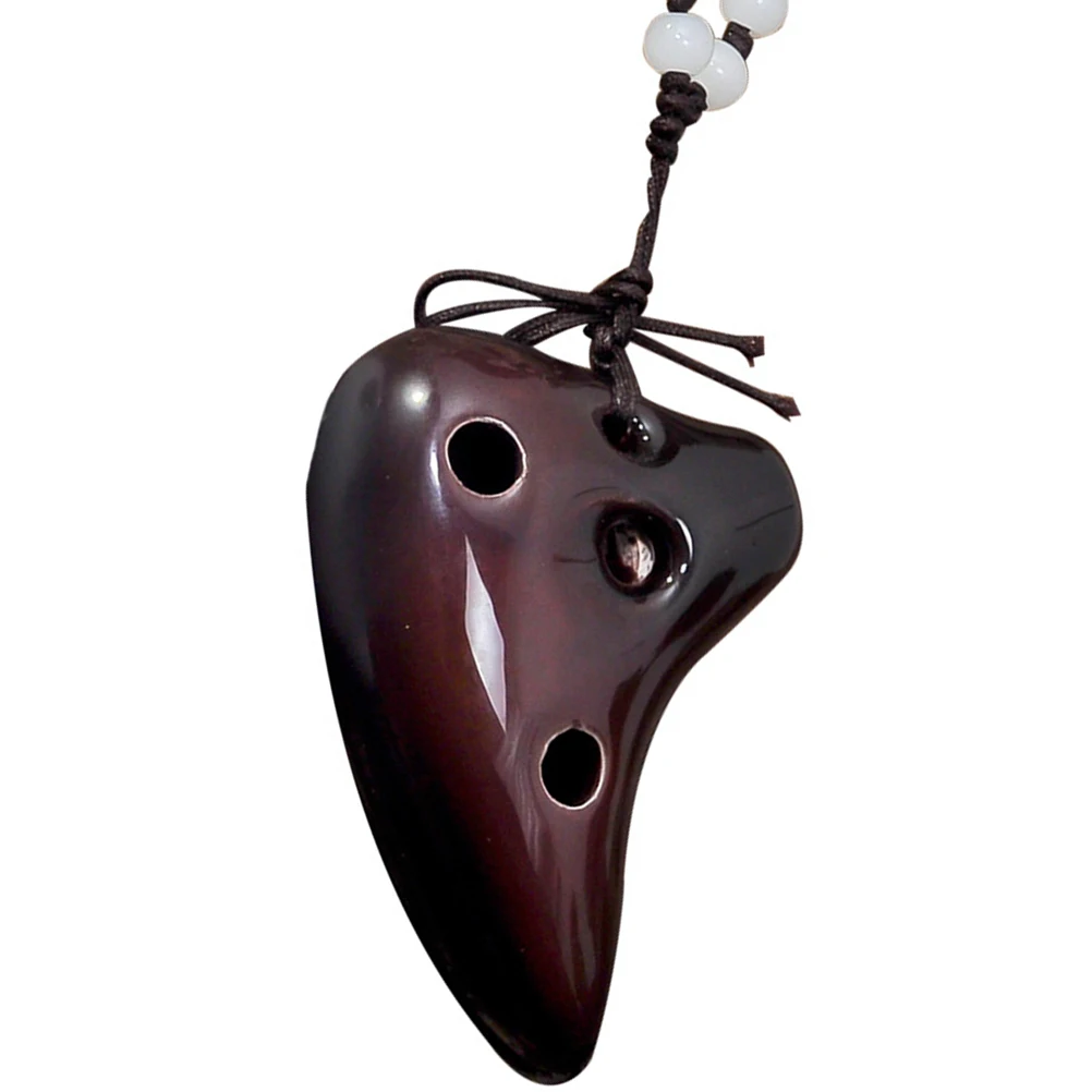 

Ocarina Necklace Ceramic 6 Holes Small Portable Porcelain Instrument Beginner Kids Children Easy to Holes Ocarina