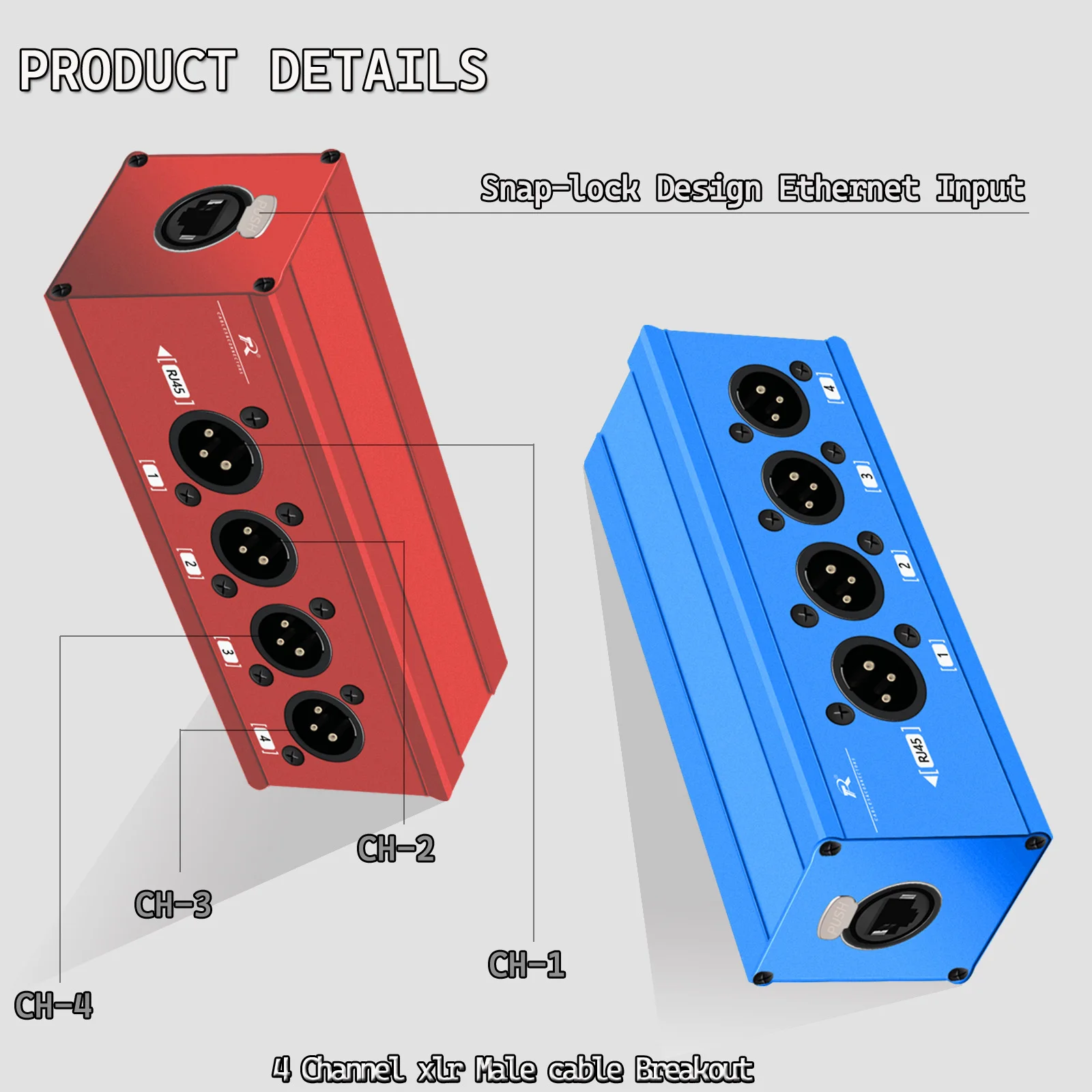 Extensor de Cable de Audio/DMX sobre red RJ45 CAT5 a 4 canales XLR de 3 pines, extensor de señal de red DMX512 1 macho + 1 hembra 1 par/1 ud.