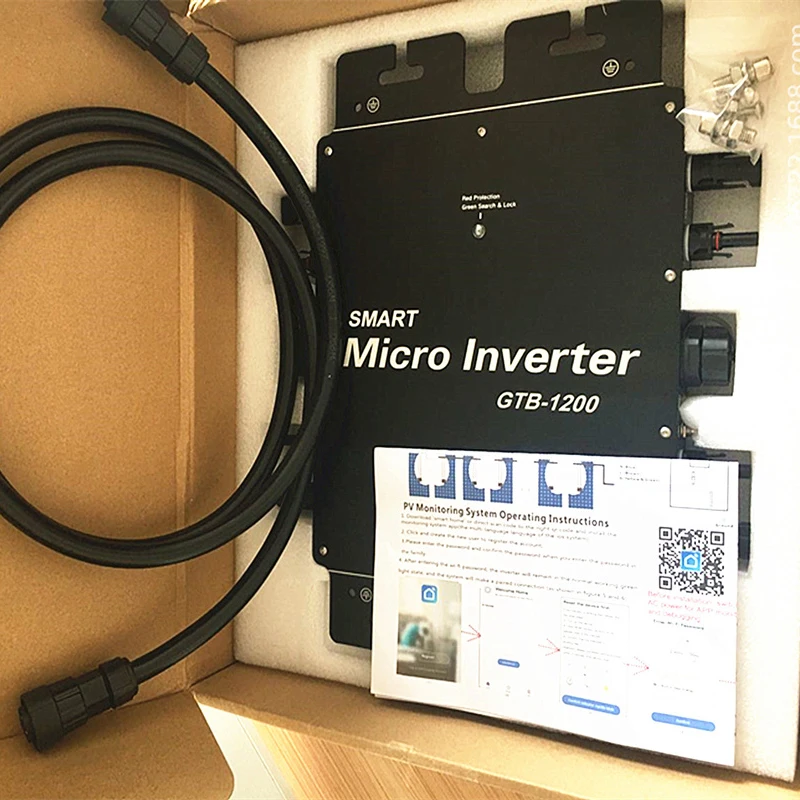 Waterproof IP65 GTB-1200 Solar Grid Tie Micro Inverter 120/230V 50/60Hz 1000W/1200W Microinverter Inversor With WIFI Monitoring