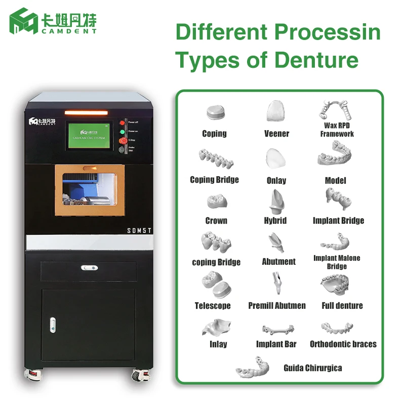 SDM5T 5-axis Black  CAD CAM Milling Machine for WAX PMMA Zirconia Emax Peek Titanium