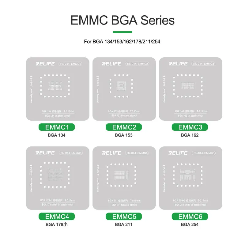 58Pcs/set BGA Reballing Stencil kit for Android CPU EMMC Qualcomm Snapdragon Exynos Hisilicon Kirin RAM Dimensity series