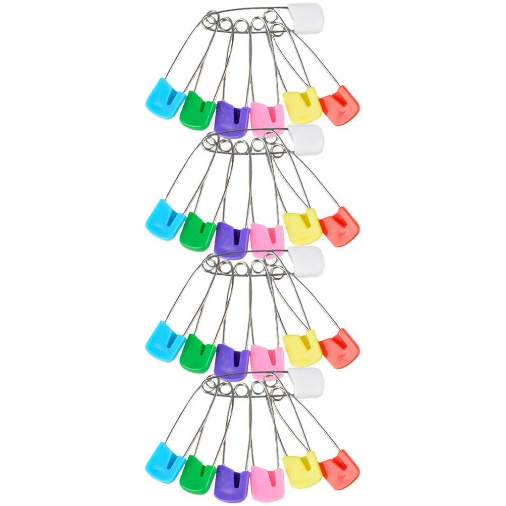 

50Pcs Safety Pins Diaper Pin Nappy Fastener for Cloth Diapers Heavy Duty Plastic Head Clothing Pins Random Color