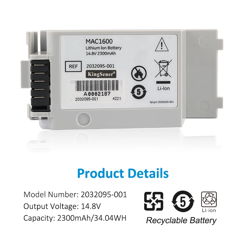 Imagem -02 - Ref Bateria Li-ion Substituição para ge Healthcare Dispositivo Mac1600 Ecg 14.8v 2300mah 2032095001