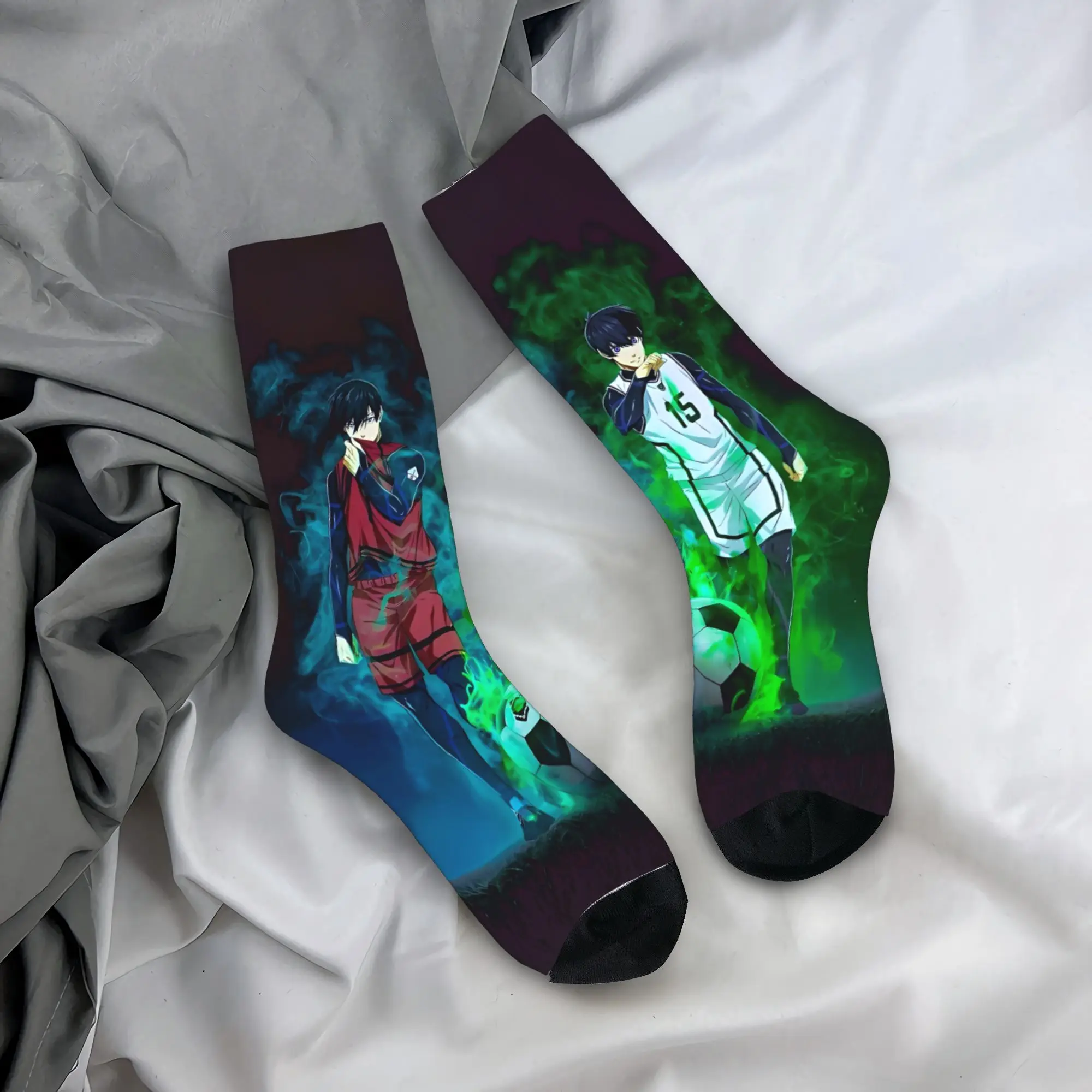 Couple Socks Blue Lock Soccer Player  Stockings Autumn Gothic Quality Socks Custom Running Non Slip Socks