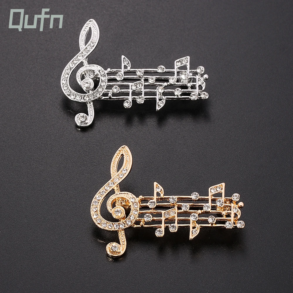 Music Note Brooch Fashion Simple And Exquisite Rhinestone Pin Badge Concert Female Musician Jewelry Accessories Gift For Friends