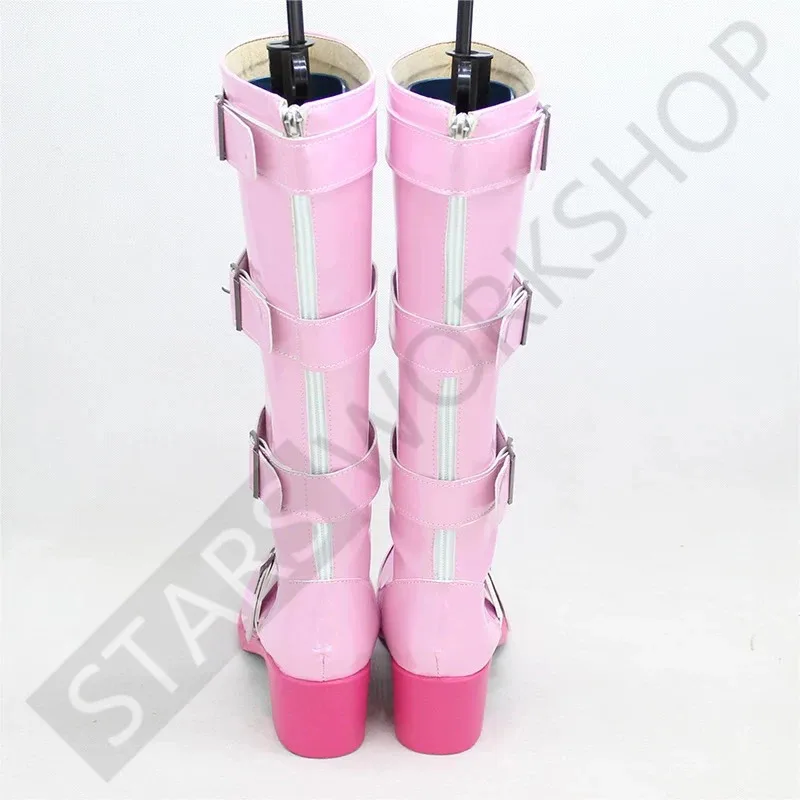 Zapatos de Cosplay The King Of Fighters KOF Shermie, Botas Largas rosas