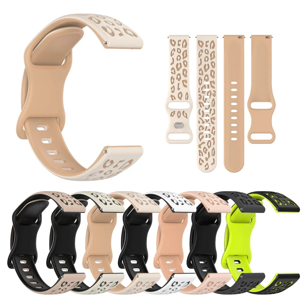 20mm Leopard Silicone Band For Samsung Galaxy Watch  7 6 5 4 40mm 44mm/Watch 4 6 Classic/Active 2/5 Pro/Watch 3 41mm Strap