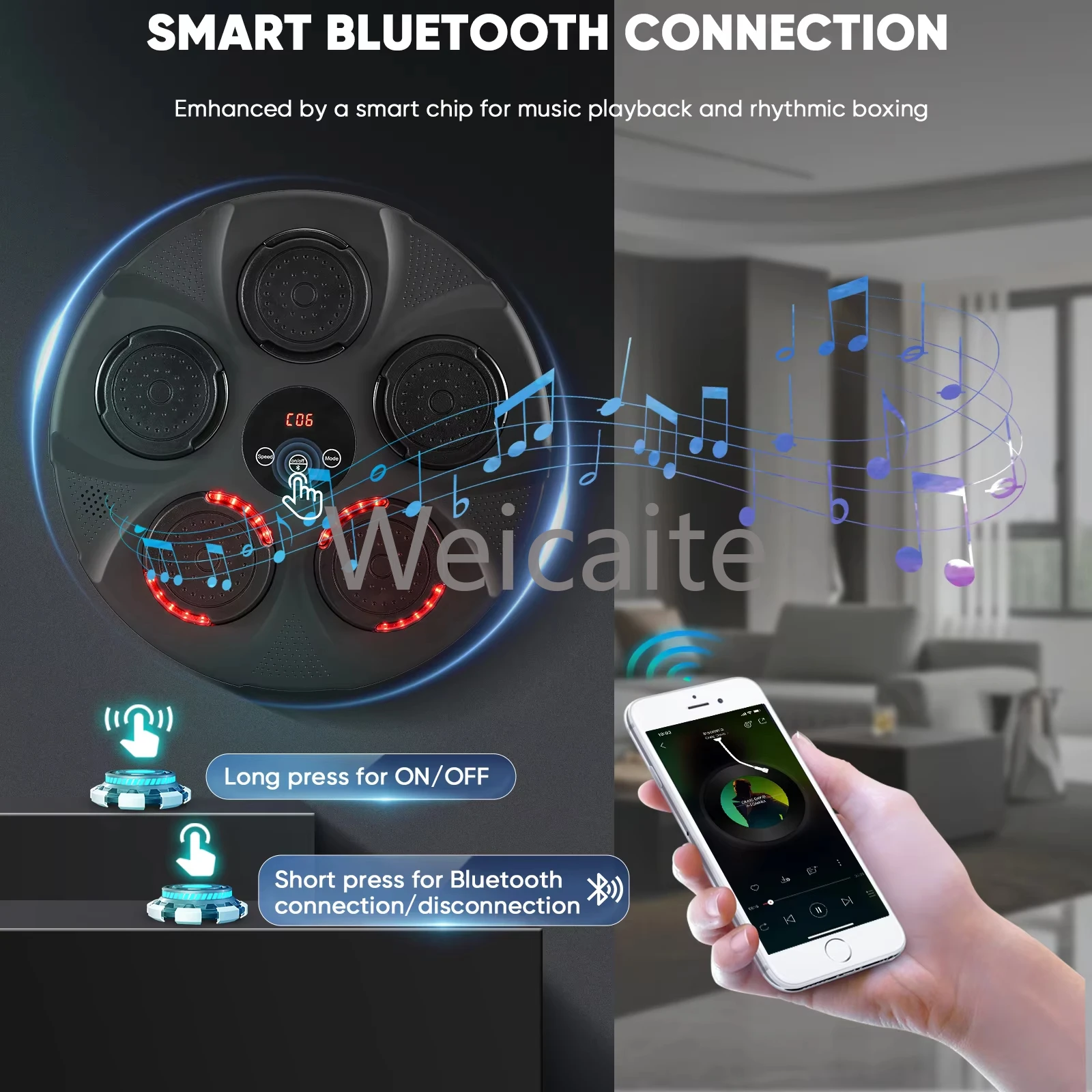 Fitness Sports Boxing Target Adjustable Speed Light Emitting Diode Light Music Intelligent Boxing Training Machine