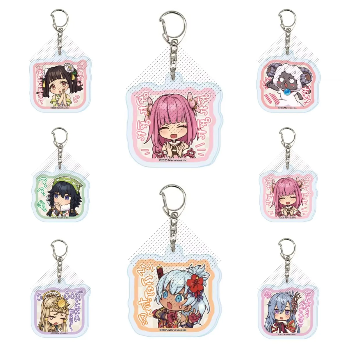 Guardians of Azuma Priscilla Scarlett Martin Alice Clarice Iroha Subaru Versão Q Chaveiro de Acrílico Pingente Figuras de Anime
