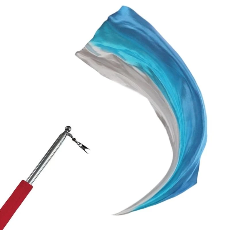 1Pc Zijden Sluier + 1 Pc Poi Chain Bal Vrouwen Buikdans Zijden Sluier Poi Streamer Gegooid Ballen toneelvoorstellingen Rekwisieten Geschenken