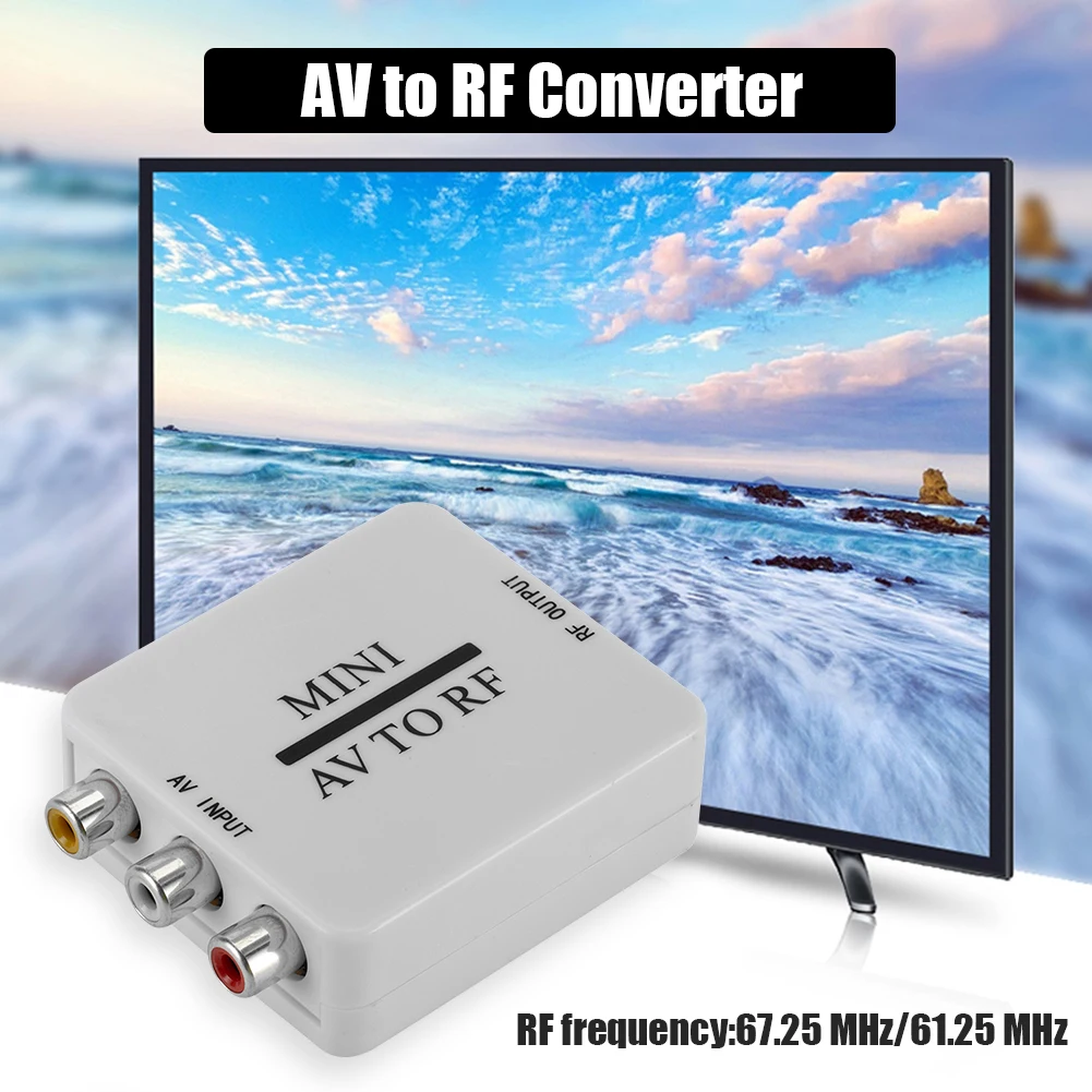 Portable AV To RF Mini HD Video Converter Durable Multi-functional Classic Texture Adapter Box RF Amplifier TV Switcher