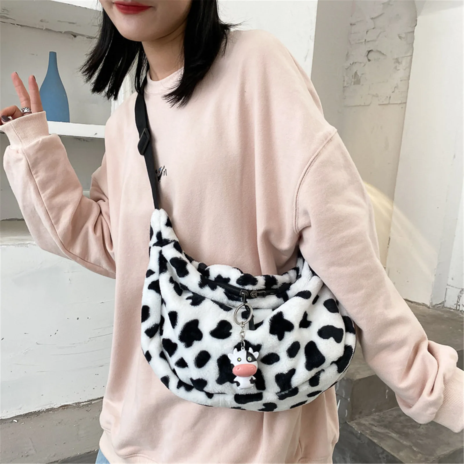 Cow Pattern Elegant Design Women Tote Handbags Casual Large Capacity Ladies Shoulder Bag Simple Fashion Female Messenger Bags