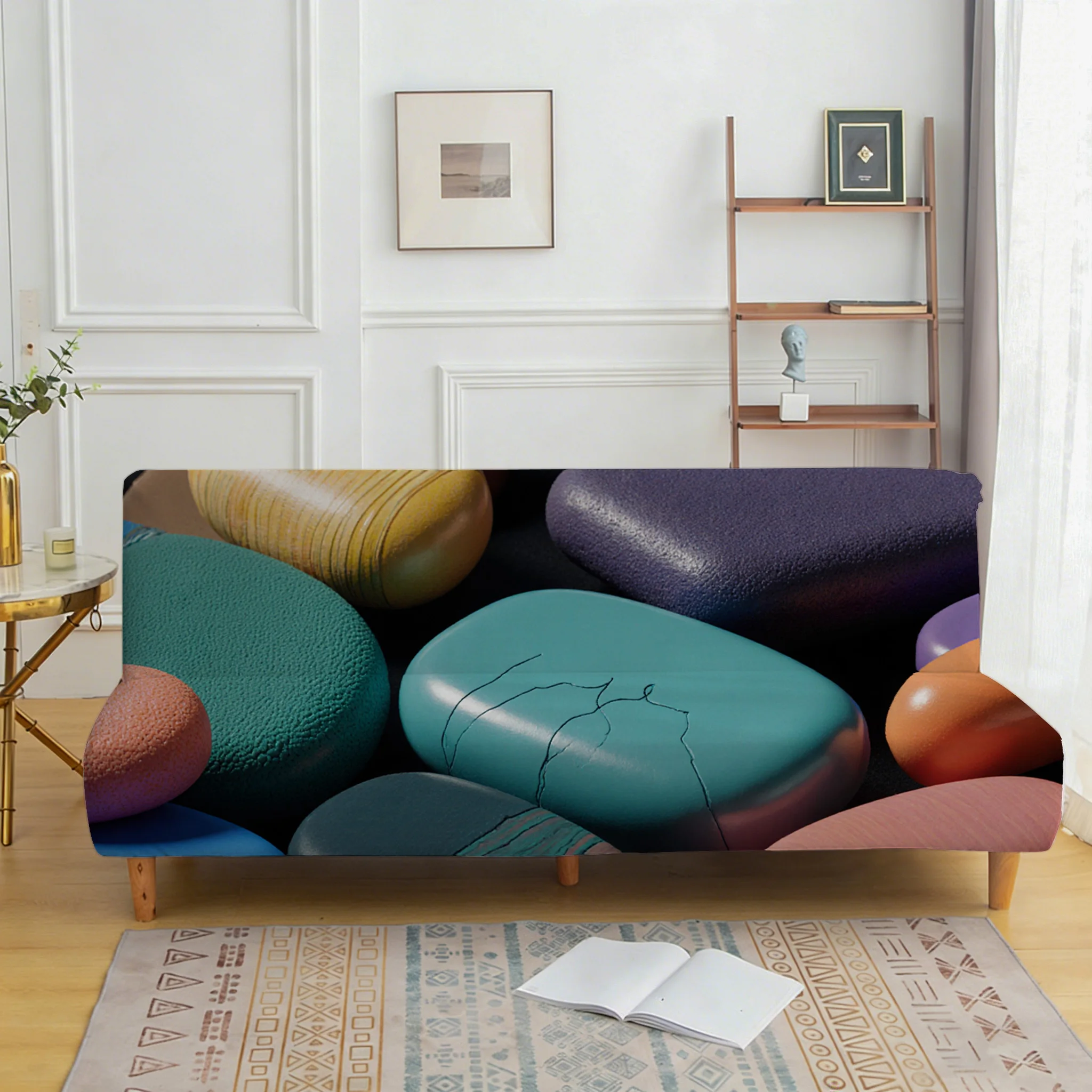 Time comes and goes, pebble sofa bedspread, elastic sleeveless sofa cover, dust-proof and non-slip furniture protective cover