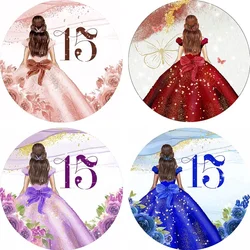 Mehofond Photography Background Round Circle Flower Dress Quinceanera Sweet Girl 15th Birthday Party Decor Backdrop Photo Studio