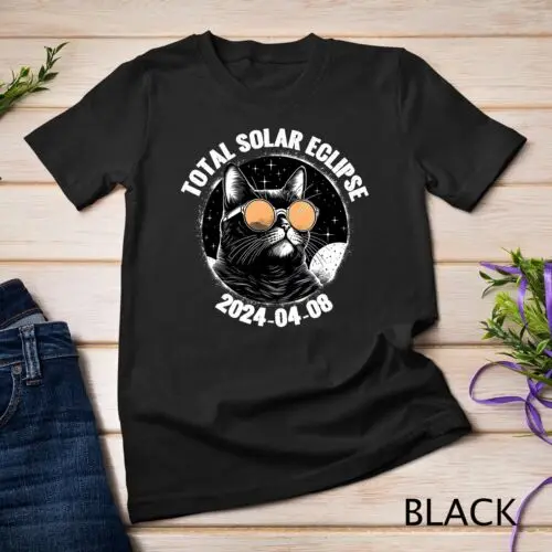 

Total Solar Eclipse 2024 Cool Cat T-Shirt Unisex T-shirt