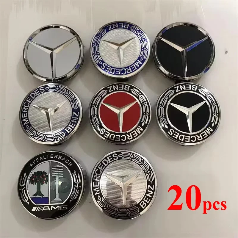 20pcs 75mm Car Wheel Center Caps Hub Caps For Mercedes Benz A B C E S CLA GLA GLB ML SL VITO GLC CLE SLK G Class Accessories