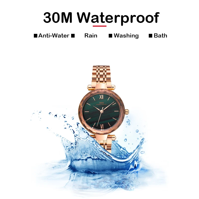 Reloj de mano de cuarzo para mujer, pulsera de cuero de lujo, resistente al agua, color verde, regalo Original