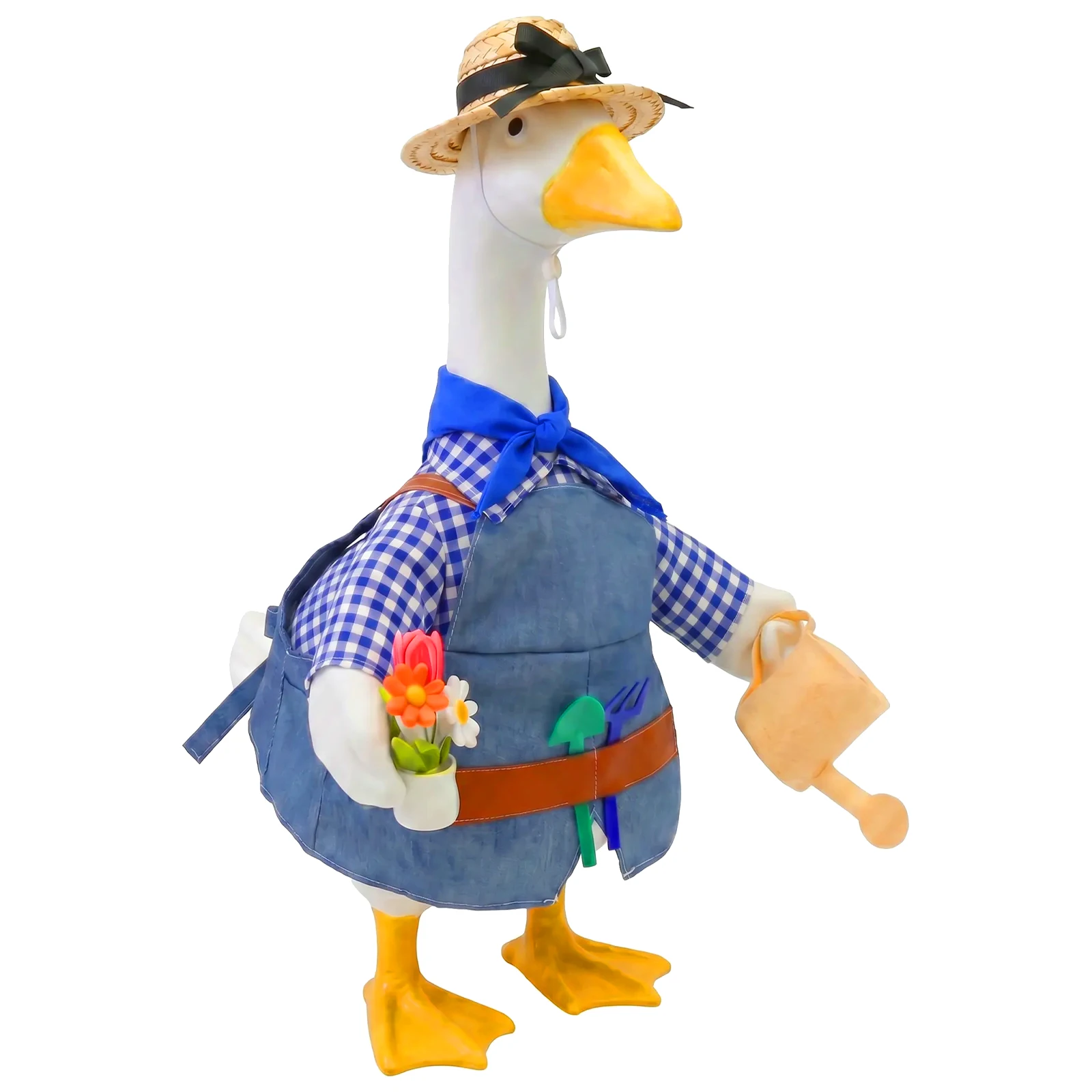 Gardener Porch Goose Outfit Decorative Goose Costume Set 23 Inch Cement Plastic Goose Statue Clothes for Lawn Patio Garden Decor