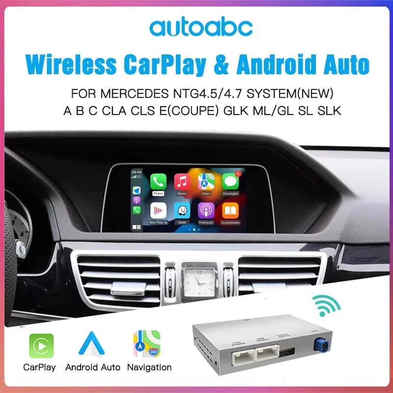 Wireless CarPlay for Mercedes Benz GLA CLA GLK A B C E W204 W246 W218 2011-2015 NTG4.5/4.7 with Android Auto Mirror Link AirPlay