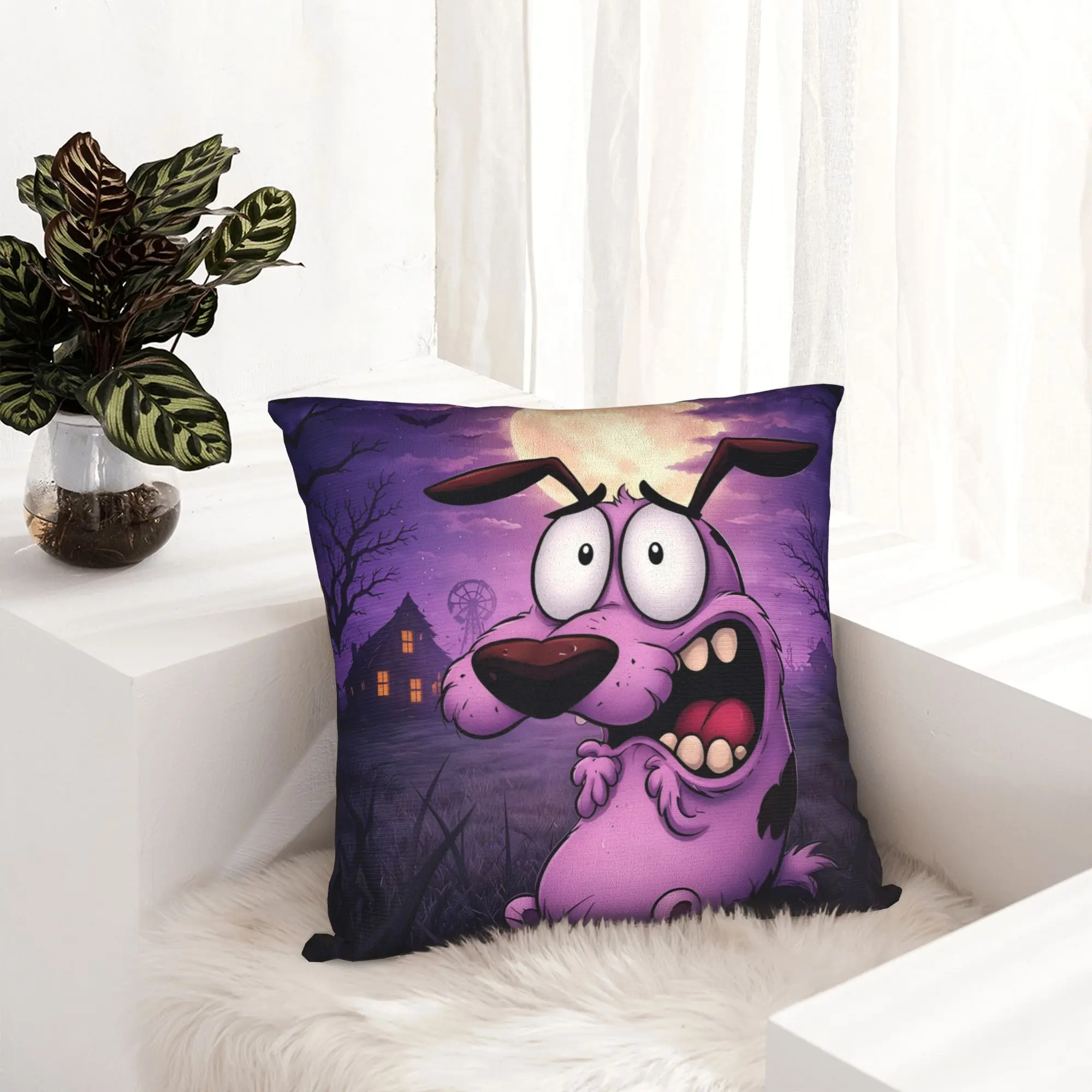 Nordic Courage the Cowardly Dog  Cushion Cover Polyester Halloween Cartoon  Pillow Case Home Decor