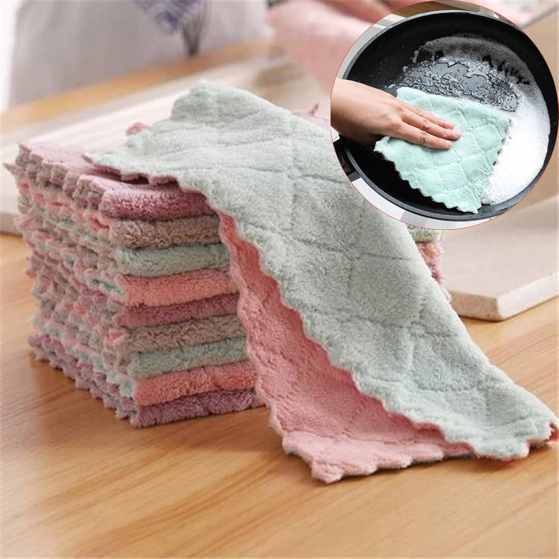 

5/10/15 Kitchen Cleaning Cloth Microfiber Towels Absorbent Non-stick Oil Dish Towel Dishcloth Tableware Household Cleaning Towel