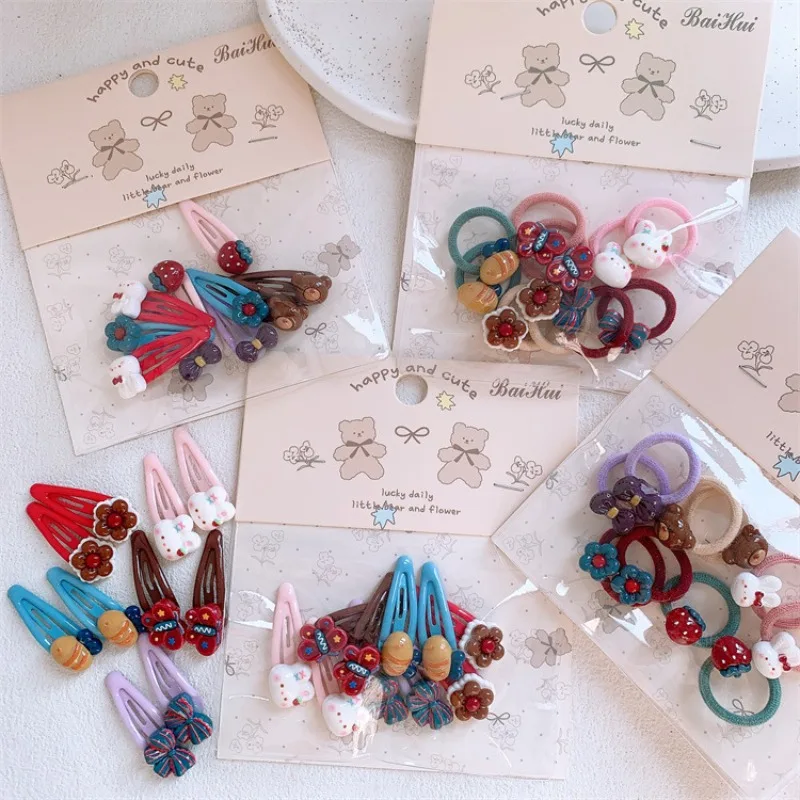 

Cute Cartoon Colorful Animal Hair Clips Mini Hair Ties Sweet Little Girls Side Bangs Flyaway Barrettes Soft Stretchy No Damage