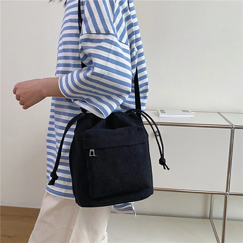 Corduroy Crossbody Bag Women Drawstring Crossbody Bag Shoulder Bagn Capacity Handbag Drawstring 2024 New