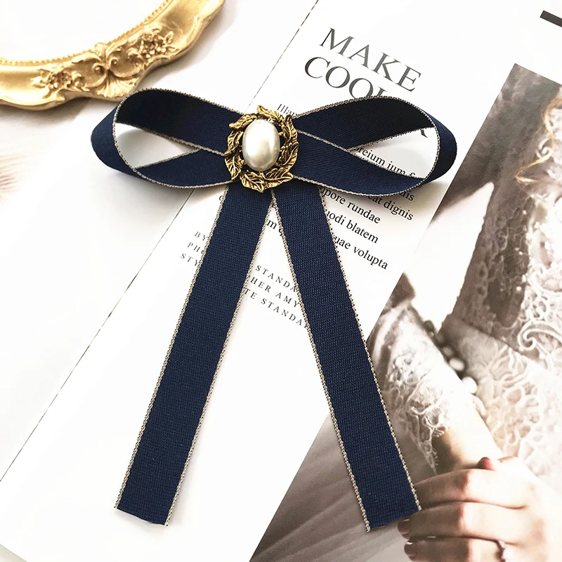British Korean Girl Bow Tie Solid Color Shirt College Style All-match Sweet Temperament Bow Small Collar Flower Accessories