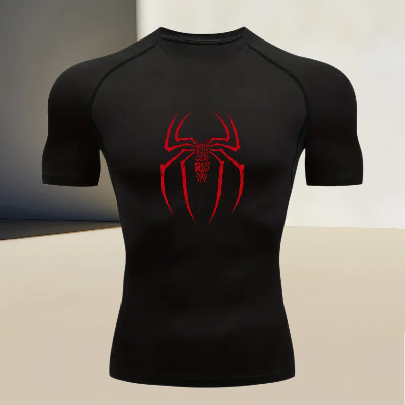 Men's sports style compression T-shirt - high elasticity, quick-dry and breathable, suitable for running, fitness, and boxing
