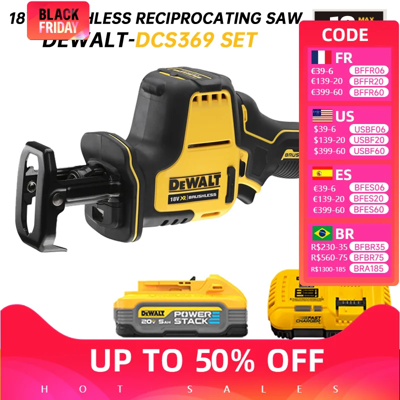 DEWALT Reciprocating Saw Kits DCS369 Brushless Motor Speed Adjustable Metal Wood Electric Saber Saw Machine With Lithium Battery