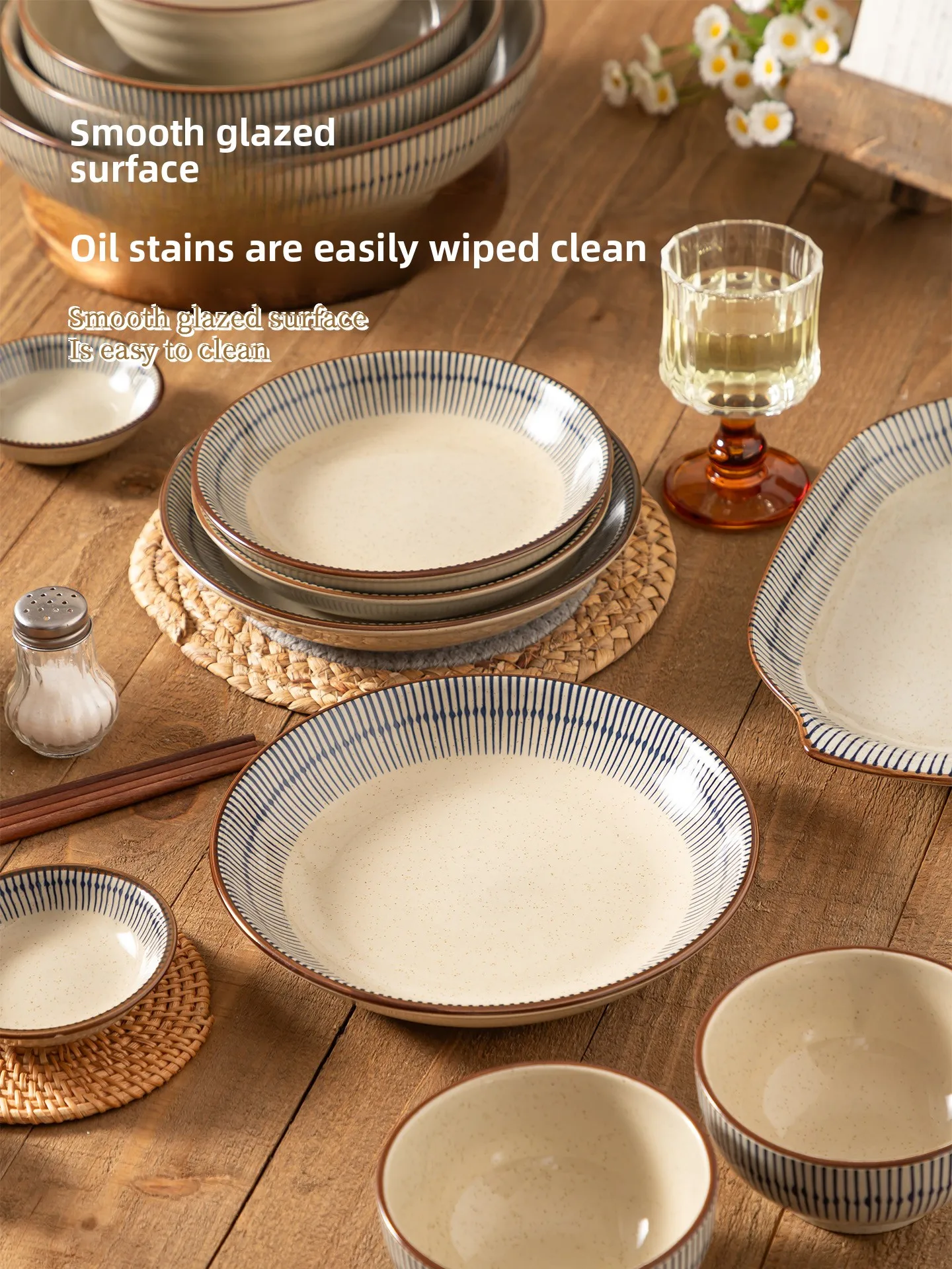 

Retro Sle Cerc Plate Set High Aesthetic Value Home Use 2026 New Japanese Sle Dining Utensils Set Rice Bowl Noodle Bowl