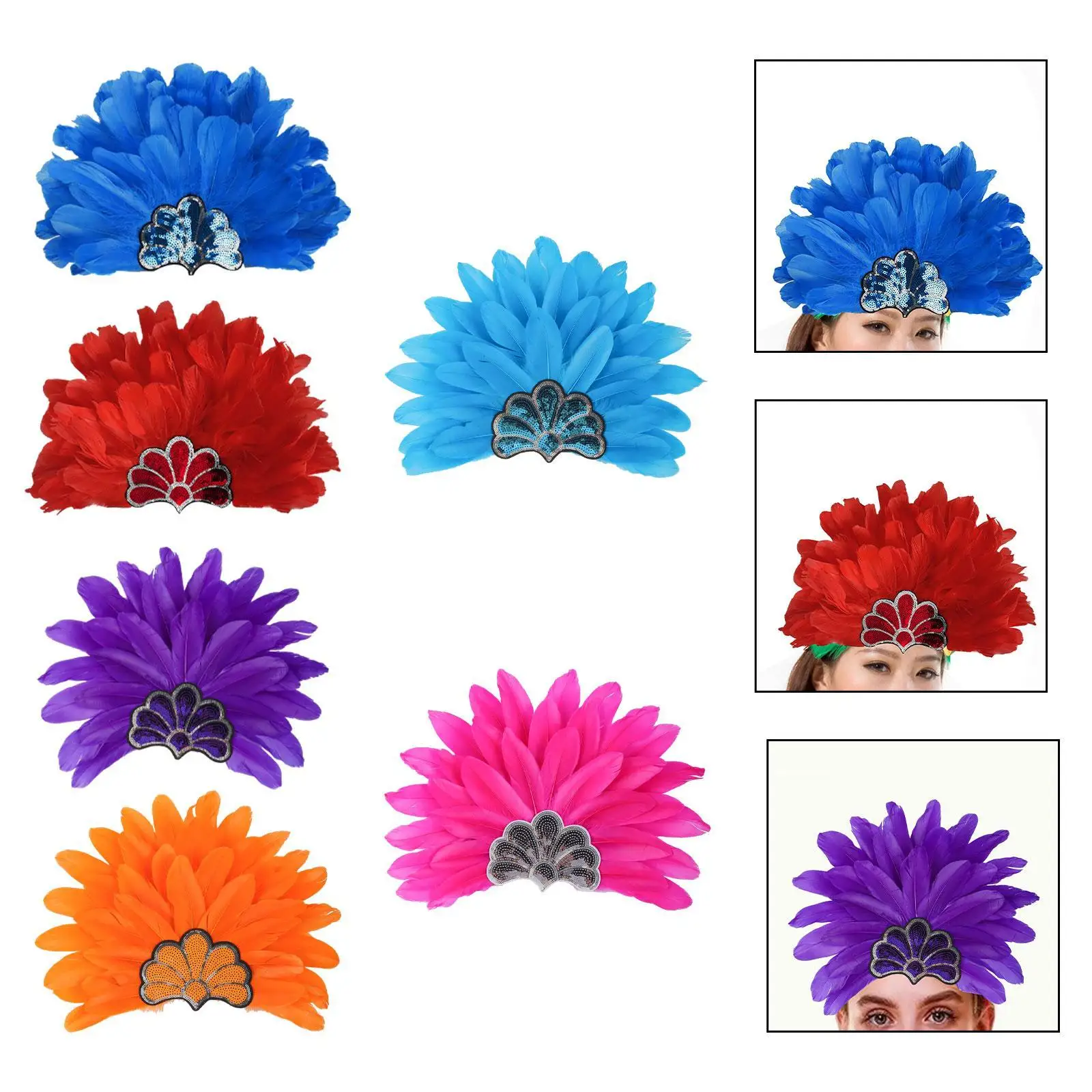 

Indian Hat Feather Headdress Headband for Halloween Dance Show Fancy Dress Party