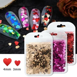 Mix Größe Liebe Herz Glitter Pailletten Nagel Charms Design rot schwarz Herzen geformt Flocken Nägel Kunst zubehör Valentinstag Ornamente