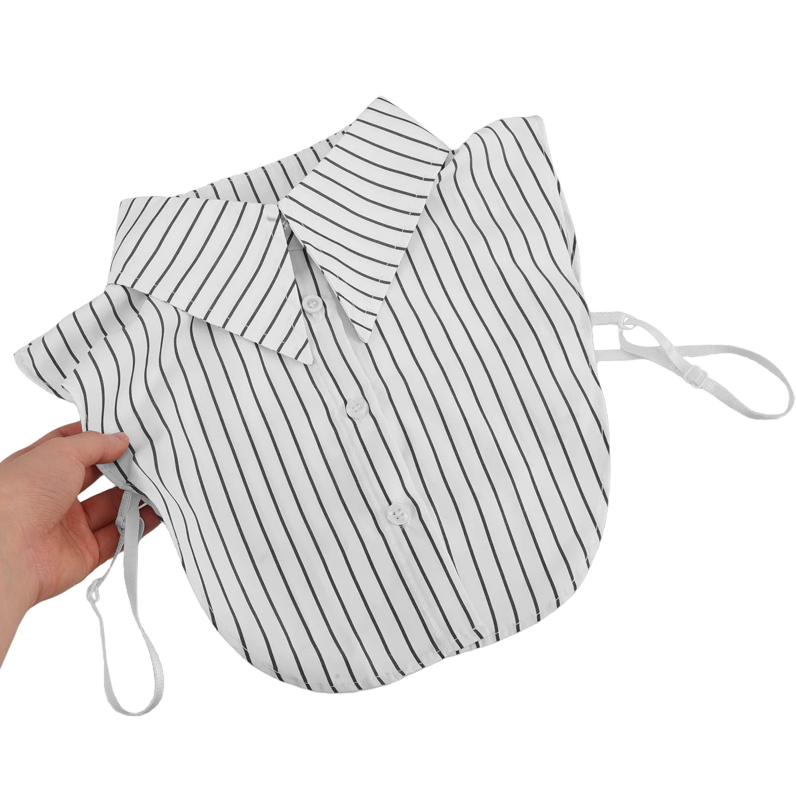 

White Fake Detachable Striped Removable Shirt For Women Office Social Events Cotton Comfortable Ruffled Neck Black Blouse Faux