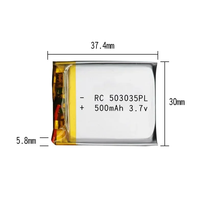 503035 3.7V 500mAh Lithium Polymer Battery Li po ion Lipo Rechargeable Batteries for MP3 GPS DVD Navigationtion