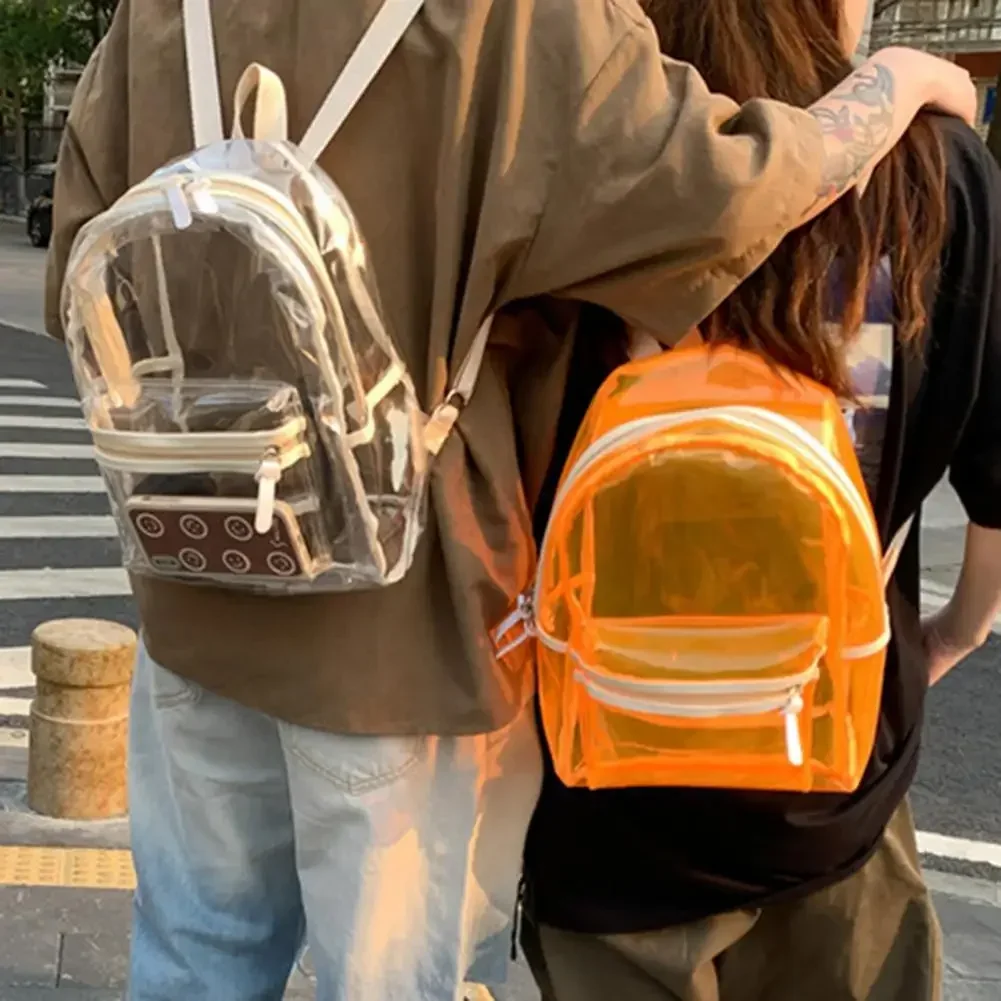 LED Lights Unisex Backpack PVC Transparent Clear Backpack Harajuku School Bag Girl Boys Lumious Night Outdoor Travel Bag New