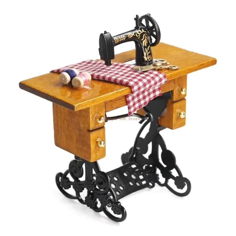 

96GC Miniature Vintage Sewing Machine Dollhouses Decors For Nostalgic Collectors