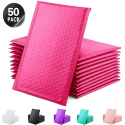 Sobres acolchados de burbujas de Color rosa para embalaje, bolsa de envío autosellada, 50 piezas