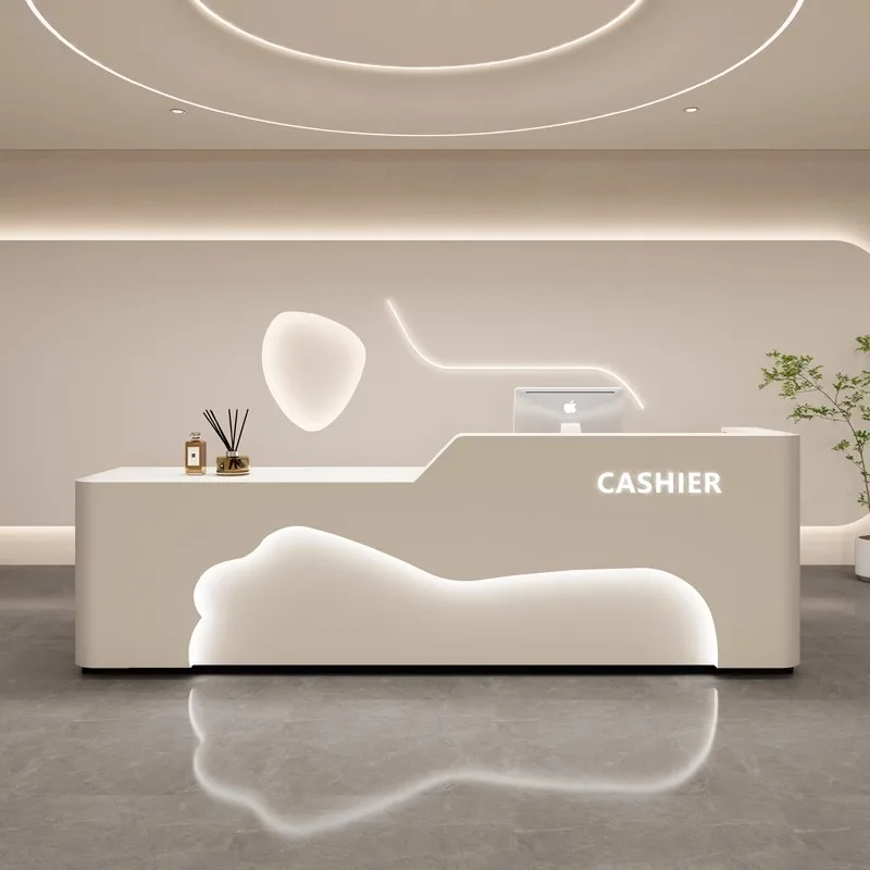 

Checkout Counter Front Desk Reception Clothes Entrance Tables Minimalist Furniture Wooden Kassentisch Bank Executive Bar