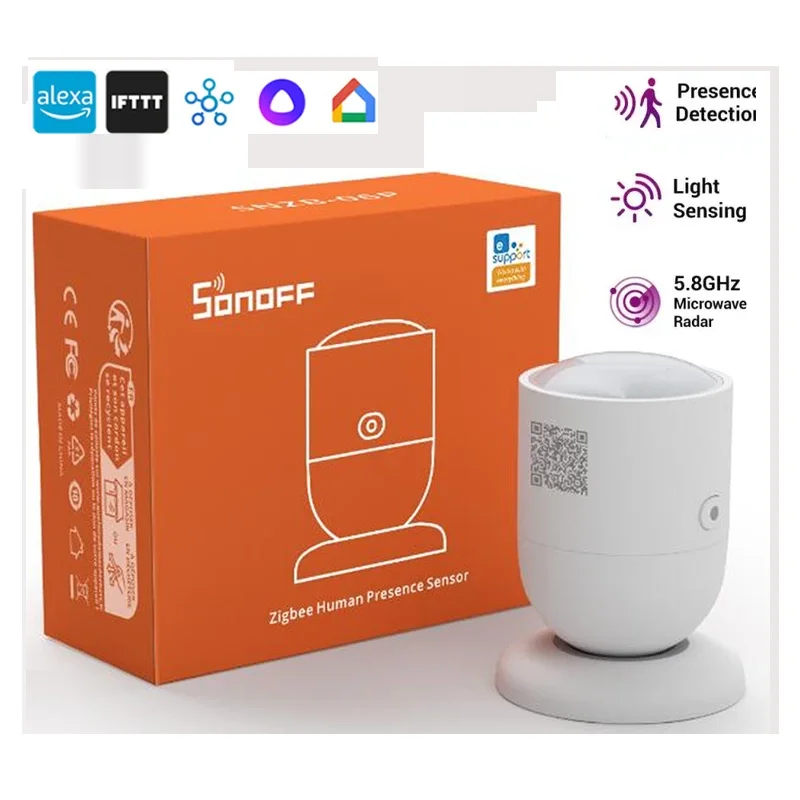 SONOFF Zigbee Human Presence Sensor SNZB-06P Presence Detection Light Sensing Smart Home Automation For Google Alexa Alice