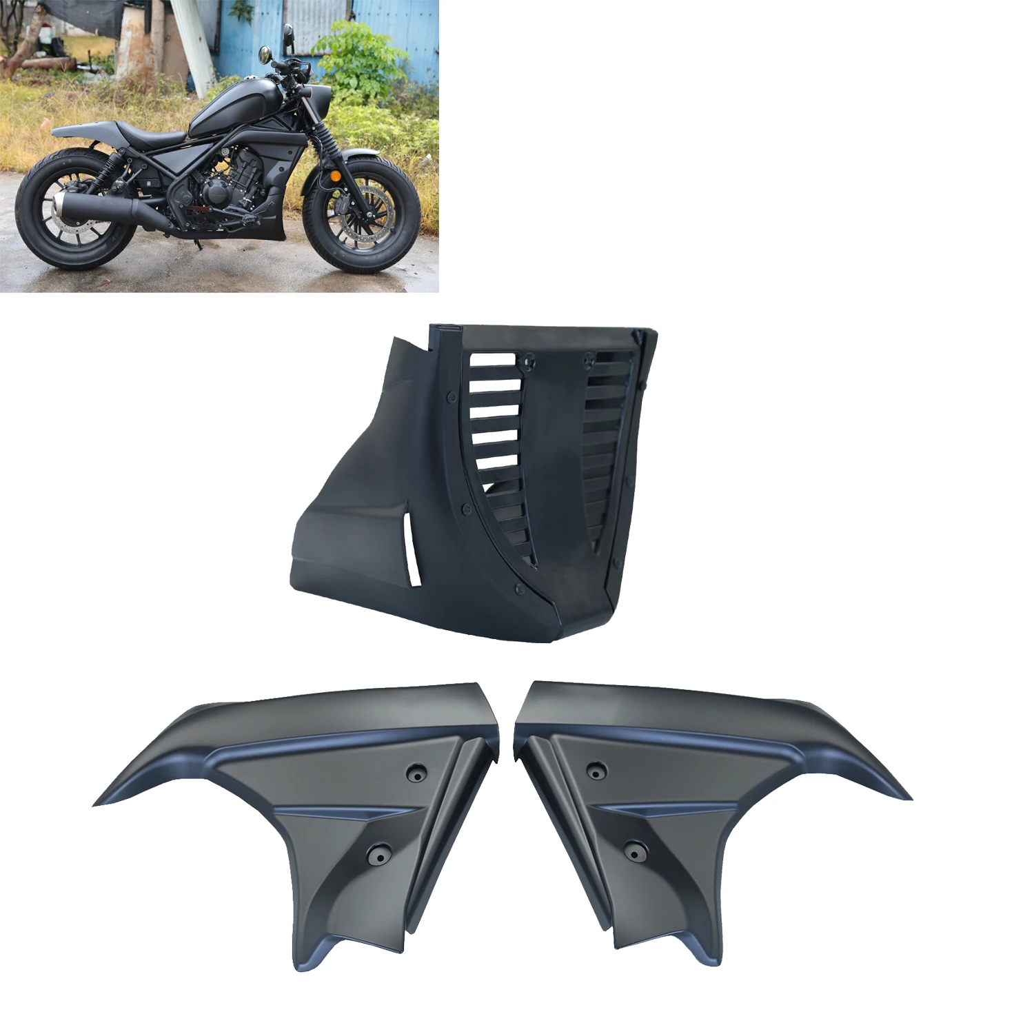 Matte Black Upper+Lower Side Cover Fairing Belly Pan Engine Spoiler Guard For Honda Rebel CMX300 CMX 300 2017-2023