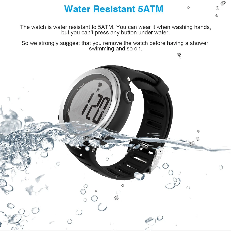 Heart Rate Monitor Men Sports Watches 50M Waterproof Digital Wireless Running Cycling Chest Strap Men Watch