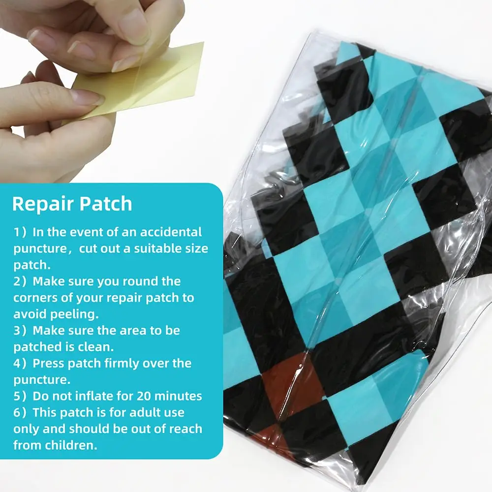 12 Niebieskich Dmuchanych Pikselowych Diamentowych Mieczy, Zabawki Broń do Gry w Basenie z Łatkami Naprawczymi na Karnawał Halloween Urodziny Cosplay