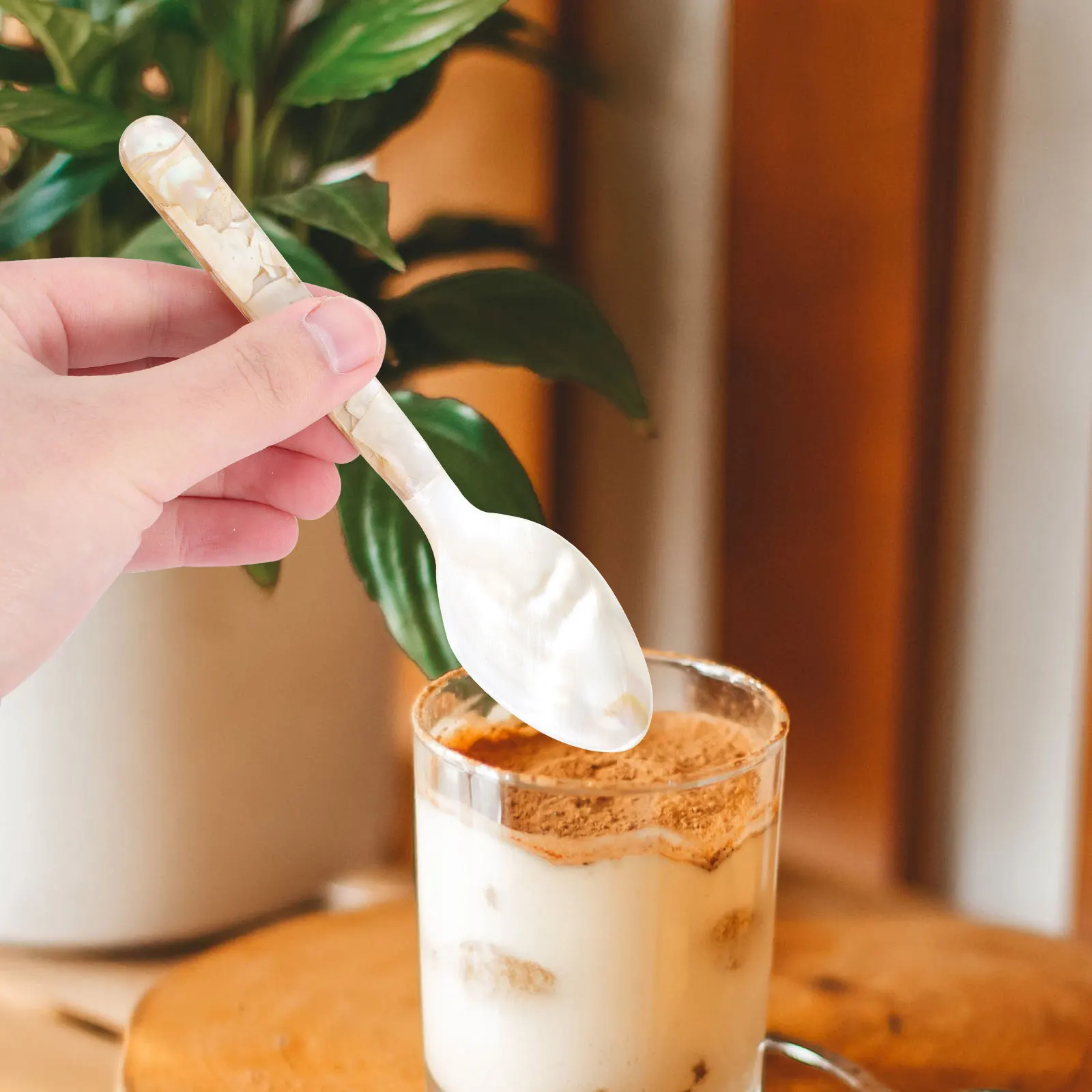 Adorable Household Shell Exquisite Coffee Dessert Stirring Spoon Smooth Wear-Resistant Non-Rust Kitchen Supply Buffet