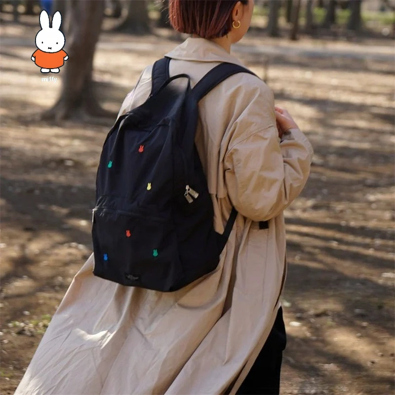 

Miffy Backpack Embroidered, Folding, Portable, Large-capacity Travel Schoolbag, Versatile Backpack