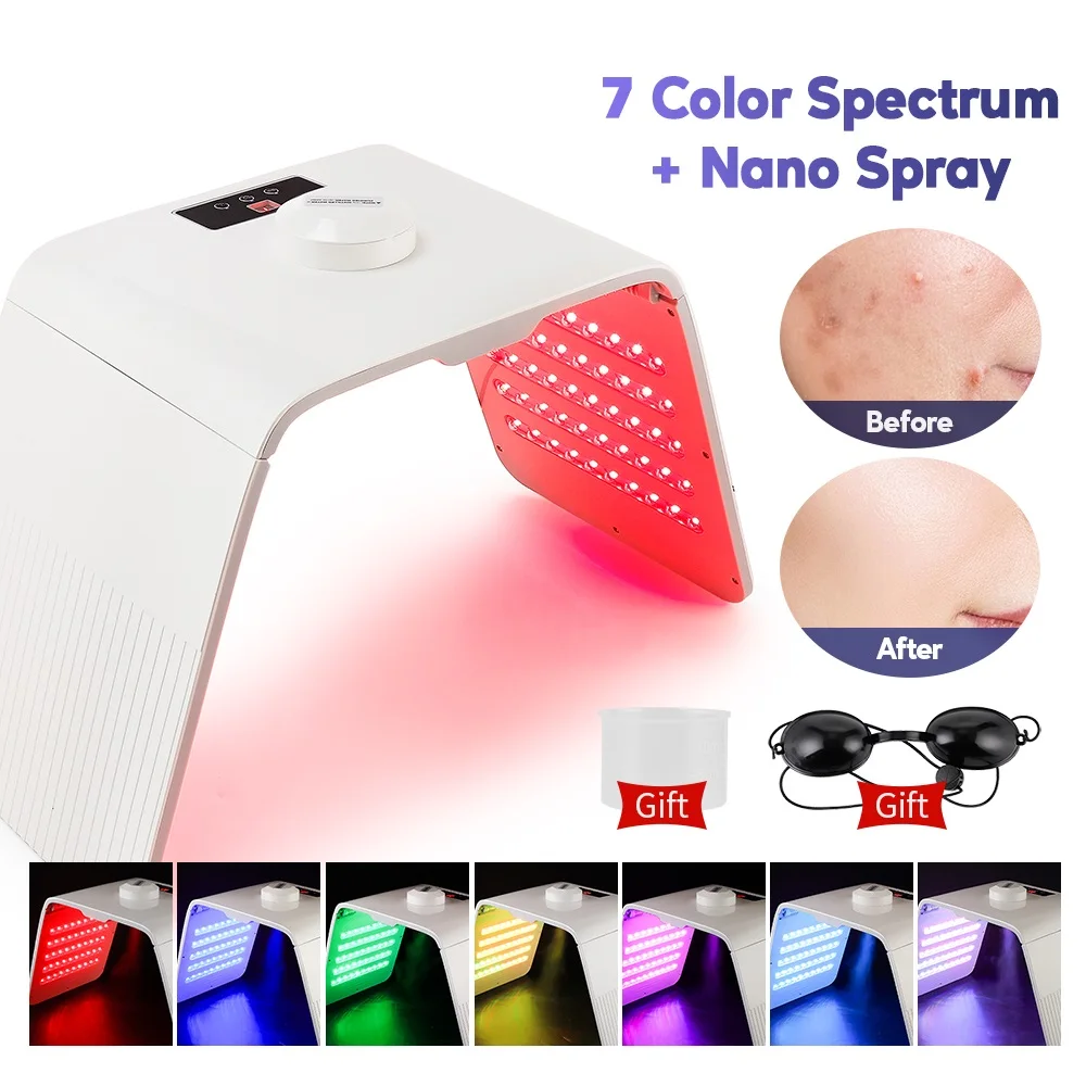 Foldable LED Mask 7 Colors PDT Nano Spray SPA Facial Skin Moisturizing Water Supplement Spray Spectrometer Beauty Tools