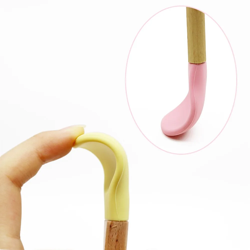 Baby Feeding Spoon Silicon Baby Spoon Utensils Silicone Wooden Baby Spoon Bamboo Baby Spoons Silicone Kids Tableware Baby Items