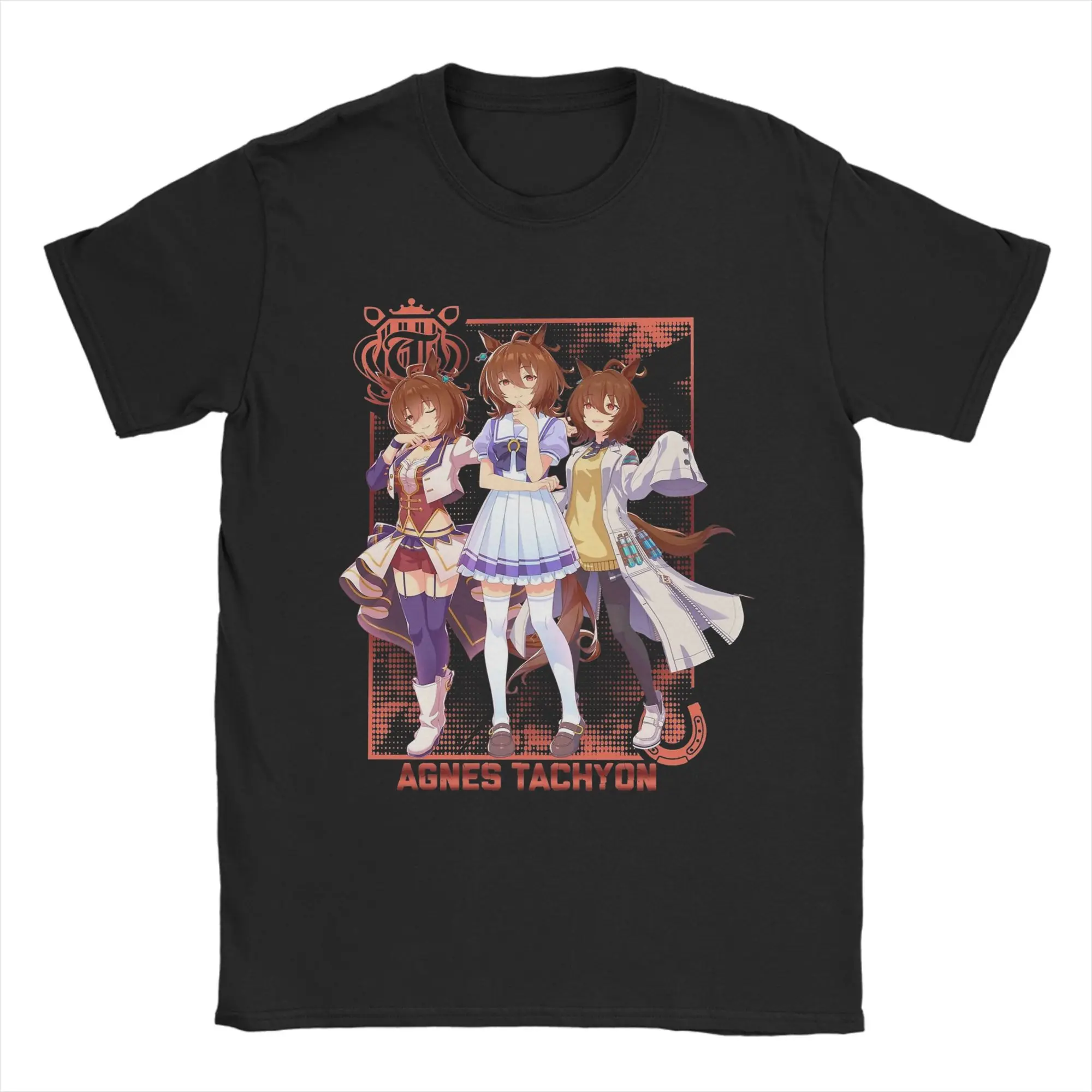 Fun Agnes Tachyon Uma Musume Anime T-Shirts for Men Round Collar Pure Cotton T Shirt  Short Sleeve Tee Shirt Summer Clothing