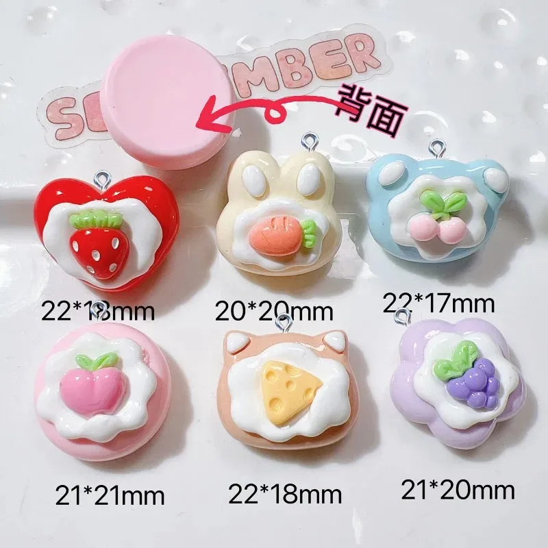 10Pcs Simulation Cute Fruit Cake Resin Charms Pendants For Jewelry Making DIY Earring Necklace Bracelet Decoration Accessories