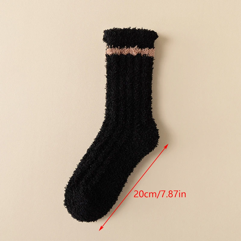 1Pair Lovely Socks For Women Kawaii Thicken Cashmere Middle Tube Socks Sweet Girls Soft Warm Outwear Floor Wear Socks